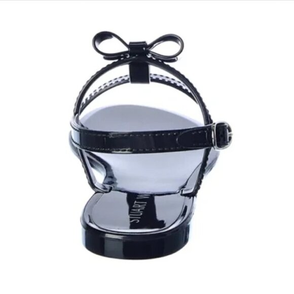 đź’•STUART WEITZMANđź’• Mellie Bow Jelly Sandal ~ Black US 9 New Without Box - Picture 4 of 12